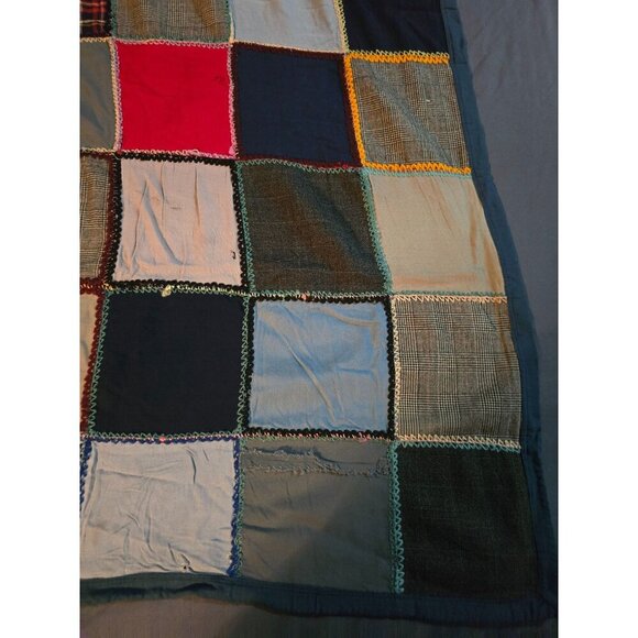 Vintage Handmade Patchwork Throw Blanket Reading Blanket Grannycore - Picture 2 of 12